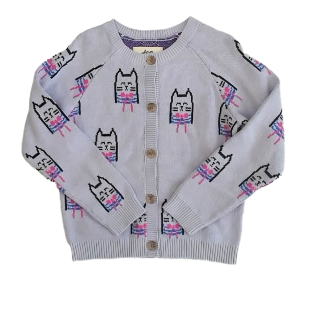 Tea Collection Girls Purple Cats Cardigan size: 4-5T